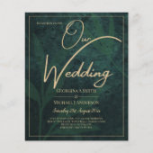 LeahG Emerald Forest Green Gold Wedding Einladung (Vorderseite)