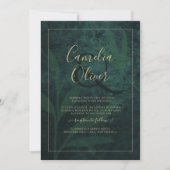 LeahG Emerald Forest Green Gold Wedding Einladung (Vorderseite)