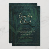 LeahG Emerald Forest Green Gold Wedding Einladung (Vorne/Hinten)