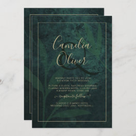 LeahG Emerald Forest Green Gold Wedding Einladung