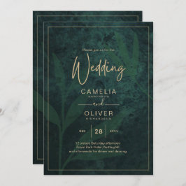 LeahG Emerald Forest Green Gold Wedding Einladung
