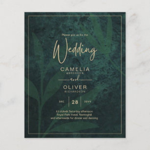 LeahG Emerald Forest Green Gold Wedding Einladung Flyer