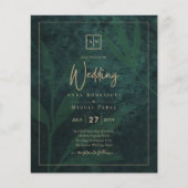 LeahG Emerald Forest Green Gold Wedding Einladung Flyer (Vorne)