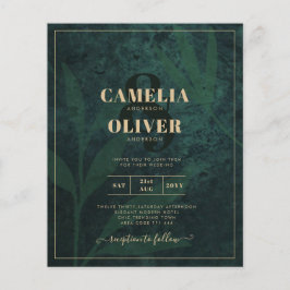LeahG Emerald Forest Green Gold Wedding Einladung Flyer