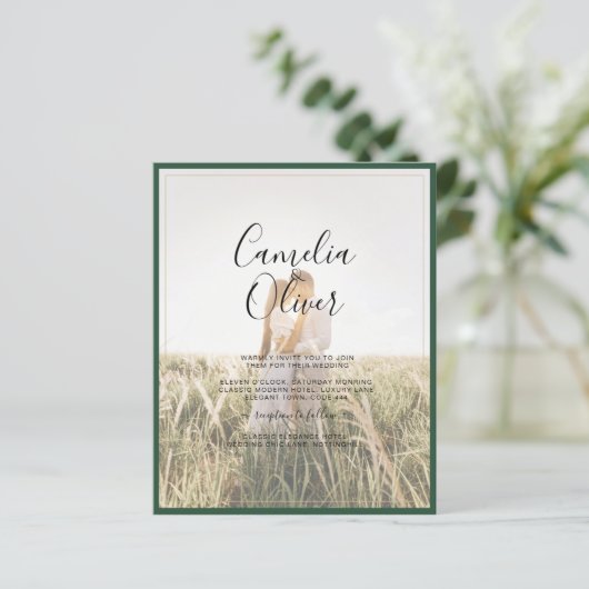 LeahG Emerald Forest Green Wedding INVITE (Stehend Vorderseite)