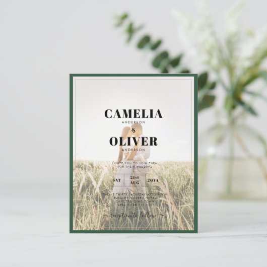 LeahG Emerald Forest Green Wedding INVITE (Stehend Vorderseite)