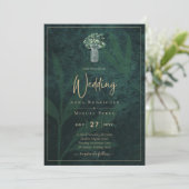 LeahG Emerald Forest Green Wedding INVITE Einladung (Stehend Vorderseite)