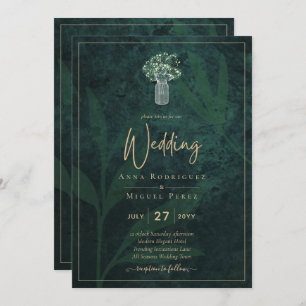LeahG Emerald Forest Green Wedding INVITE Einladung