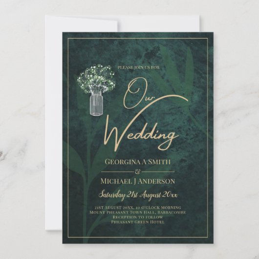 LeahG Emerald Forest Green Wedding INVITE Einladung (Vorderseite)