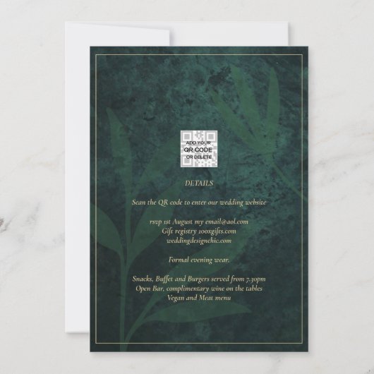 LeahG Emerald Forest Green Wedding INVITE Einladung (Rückseite)