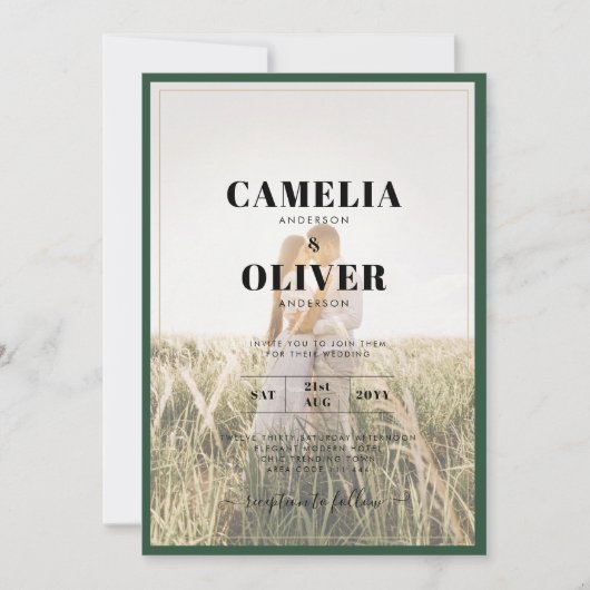 LeahG Emerald Green Foto Overlay Einladung (Vorderseite)