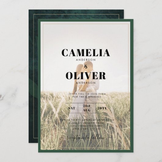 LeahG Emerald Green Foto Overlay Einladung (Vorne/Hinten)