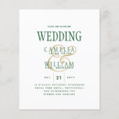 LeahG Emerald Green Gold Modern Wedding Einladung (Vorderseite)