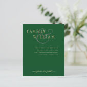 LeahG Emerald Green Gold Modern Wedding Einladung (Stehend Vorderseite)