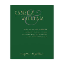 LeahG Emerald Green Gold Modern Wedding Einladung