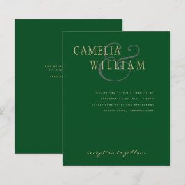 LeahG Emerald Green Gold Modern Wedding Einladung