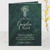 LeahG Emerald Green Gypsophila Mason Jar Wedding Karte (Gelbe Blume)