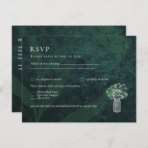 LeahG Emerald Green Gypsophila Mason Jar Wedding Postkarte