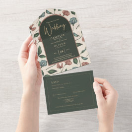 LeahG Emerald Green Terracotta Gold Hochzeit im He All In One Einladung