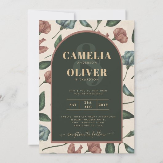 LeahG Emerald Green Terracotta Gold Hochzeit im He Einladung (Vorderseite)