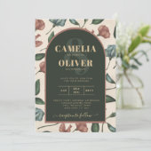 LeahG Emerald Green Terracotta Gold Hochzeit im He Einladung (Stehend Vorderseite)