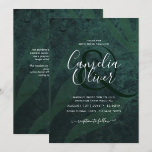 LeahG Emerald Green White Blätter Wedding Einladun Einladung
