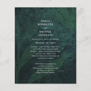 LeahG Emerald Green White Blätter Wedding Einladun Flyer