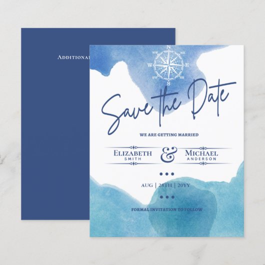 LeahG ETAT Save The Date Marineblau (Vorne/Hinten)