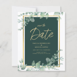LeahG Eucalyptus Greenery Gold WEDDING QR CODE