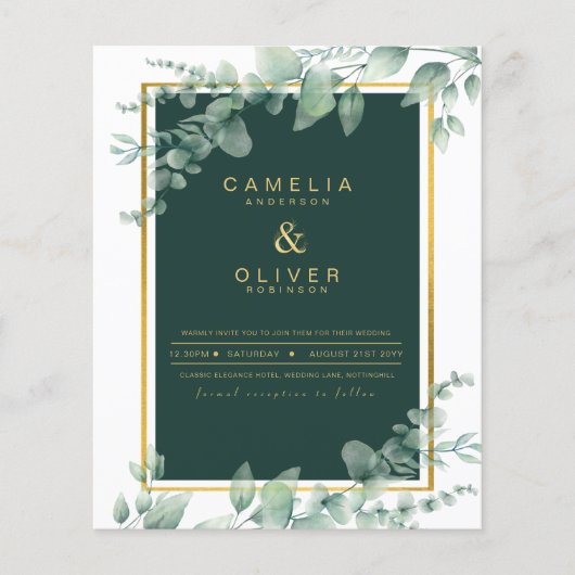 LeahG Eucalyptus Greenery Gold WEDDING QR CODE (Vorderseite)