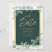 LeahG Eucalyptus Greenery Gold WEDDING QR CODE Einladung (Vorderseite)