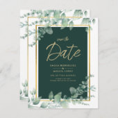 LeahG Eucalyptus Greenery Gold WEDDING QR CODE Einladung (Vorne/Hinten)