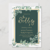 LeahG Eucalyptus Greenery Gold WEDDING QR CODE Einladung (Vorderseite)