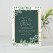 LeahG Eucalyptus Greenery Gold WEDDING QR CODE Einladung (Stehend Vorderseite)