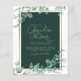 LeahG Eucalyptus Greenery Gold WEDDING QR CODE Flyer
