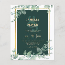 LeahG Eucalyptus Greenery Gold WEDDING QR CODE Flyer