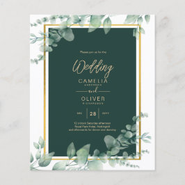 LeahG Eucalyptus Greenery Gold WEDDING QR CODE Flyer