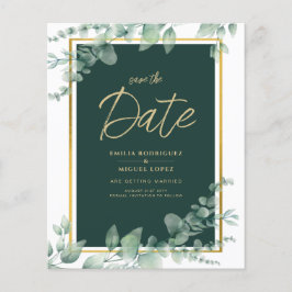 LeahG Eucalyptus Greenery Gold WEDDING QR CODE Flyer