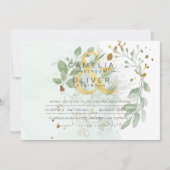 Leahg Eucalyptus Greenery Gold Wedding QR CODE IN Einladung (Vorderseite)