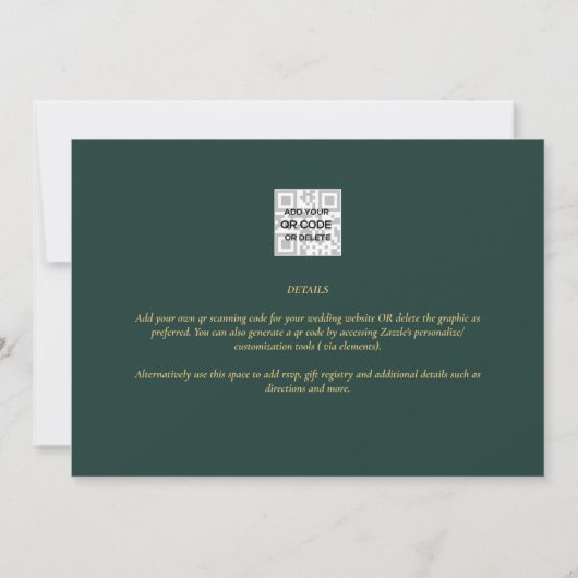 Leahg Eucalyptus Greenery Gold Wedding QR CODE IN Einladung (Rückseite)