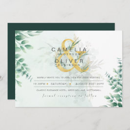 Leahg Eucalyptus Greenery Gold Wedding QR CODE IN Einladung