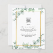 LeahG Eucalyptus Greenery Gold WEDDING QR CODE Inv (Rückseite)