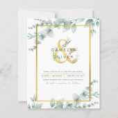 LeahG Eucalyptus Greenery Gold WEDDING QR CODE Inv (Vorderseite)
