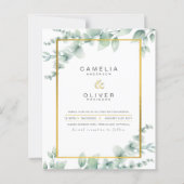 LeahG Eucalyptus Greenery Gold WEDDING QR CODE Inv (Vorderseite)