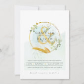 LeahG Eucalyptus Greenery Gold Wedding QR CODE INV Einladung (Vorderseite)