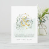 LeahG Eucalyptus Greenery Gold Wedding QR CODE INV Einladung (Stehend Vorderseite)