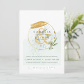 LeahG Eucalyptus Greenery Gold Wedding QR CODE INV Einladung (Stehend Vorderseite)