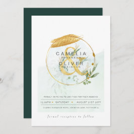 LeahG Eucalyptus Greenery Gold Wedding QR CODE INV Einladung