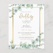 LeahG Eucalyptus Greenery Gold WEDDING QR CODE Inv Flyer (Vorne)