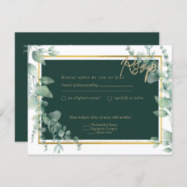 LeahG Eucalyptus Greenery Gold WEDDING QR CODE Postkarte